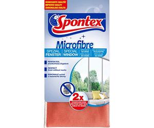 Spontex Chiffon de fenêtre spécial microfibre - Idéal pour les surfaces en verre sans traces - Nettoyage efficace sans produits chimiques - 30 x 30 cm, Orange, 1 Unité (Lot de 1)