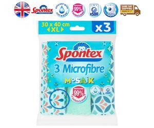 SPONTEX Chiffon de nettoyage en microfibre Mosaik, lavable, éliminateur de saleté, nettoyeur de graisse - Lot de 3