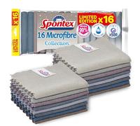 Spontex Chiffons Microfibres pour Le Nettoyage | 16 Chiffons de Nettoyage Microfibres Collection | torchons et Serviettes de Cuisine | 30 x 30 cm | Couleurs Neutres | Lot de 8
