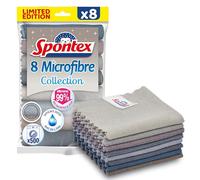 Spontex Chiffons Microfibres pour Le Nettoyage | 8 Chiffons de Nettoyage Microfibres Collection | à poussière, lavettes et Serviettes de Cuisine | 30 x 30 cm | Couleurs Neutres | Lot de 8