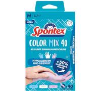 Spontex Color Mix Lot de 40 gants jetables en nitrile sans latex et sans poudre Taille M