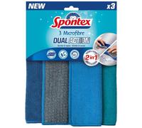 Spontex Dual Action Chiffons de Nettoyage réutilisables en Microfibre, Lot de 3