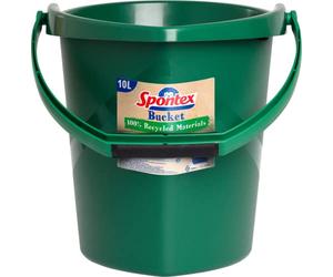 Spontex Eco Green 19800212 Seau en matériaux 100% recyclés avec poignée Creuse au Fond du Seau, capacité de 10 l, Vert