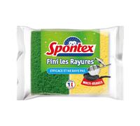 Spontex Éponge Fini Les Rayures | Pour Vaisselle et Cuisine, Lavable à 40 °C | Lot de 2