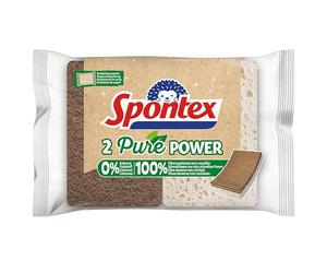 SPONTEX - Eponge grattante végétale - 2 éponges sans colorant - Partie grattante en fibres 100% recy s - Efficaces et durables