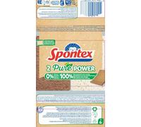 SPONTEX - Eponge grattante végétale - 2 éponges sans colorant - Partie grattante en fibres 100% recyclées - Efficaces et durables