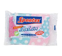 Spontex Éponge grattante salle de bain Salsa – Végétale, forme fleur – Lot de 2