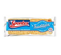 SPONTEX - Eponge Tradition N°4 - 2 éponges végétales - ultra absorbantes 3x (4 pack de 2 unités)