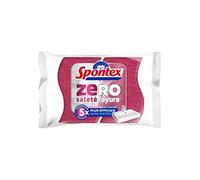 Spontex Éponge Zéro Salle de Bain | Face Rose Grattante non Rayante, Lavable à 40 °C | Lot de 2