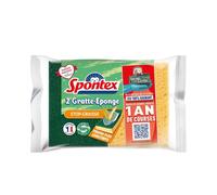 Spontex Gratte-éponge Stop-Graisse – Protection anti-graisse – Lot de 2 éponges vertes