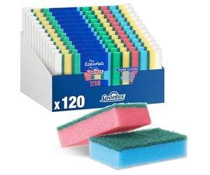 Spontex | Éponges à récurer Spontex The Essentials | Résistantes à l’Usure et polyvalentes | Coloris Assortis | Format économique |12 x 10 (120 éponges au Total)