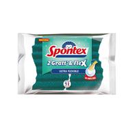 Spontex Éponges Gratt' & flex Ultra flexible non rayante – Lot de 2