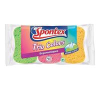 Spontex Éponges Trio Colors Ergonomiques par 3 - Lot de 6 (18 éponges)