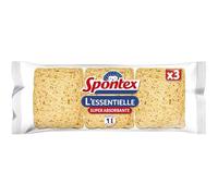 SPONTEX - Éponges Ultra Absorbantes pour un Nettoyage Efficace, Texture Douce (Lot de 3) - Le Lot De 4
