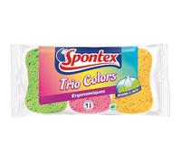 SPONTEX - Éponges Végétales Ergonomiques pour Nettoyage Efficace, Lot Pratique de 3 - Le Lot De 4
