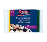 SPONTEX EXPERT Éponge végétale combiné grattante verte x 2