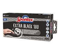 Spontex Extra Black Lot de 100 gants jetables en vinyle, non poudrés et sans latex, polyvalents, dans une boîte distributrice pratique, taille M, noir