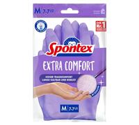 SPONTEX Extra Comfort - Gants de ménage de qualité supérieure avec doublure textile douce - Idéal pour tous les travaux de ménage - Lavables à 30 °C - Taille M (7-7, 5) - 1 paire - Violets - Taille M