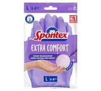 Spontex Extra Comfort Paire de gants de ménage avec doublure textile douce Idéal pour tous les travaux de ménage Lavables à 30 °C Taille L (8-8,5) Violet