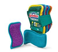 SPONTEX Flex & Wash Éponges réutilisables lavables en machine non abrasives 4 éponges