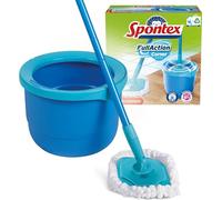 Spontex Kit Balai serpillère Full Action Corner et Seau essoreur - Système de rinçage et d’essorage Facile à 360° - Nettoie Les sols stratifiés, planchers et carrelages - 1 Recharge Incluse