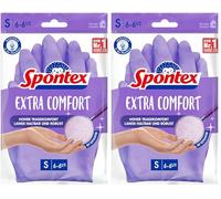 Spontex Gants de maison extra confortables avec doublure en tissu doux, parfaits pour tous les travaux de nettoyage à la maison, lavables à 30 °C, taille S (6-6, 5), 1 paire, violet, S (1 paire)