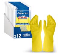 Spontex Gants en Caoutchouc réutilisables The Essentials | Taille M | Gants de Nettoyage en Latex Naturel | Doublure en Coton | 12 x 1 (12 Paires au Total)