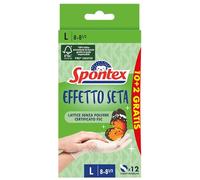 Spontex Gants jetables effet soie fine sensible, latex satiné, beige, taille L,