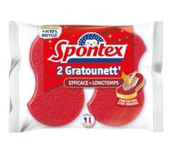 Spontex Éponges végétales Gratounette 3088 Stop-Graisse Lot de 2