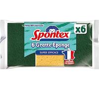 Spontex gratte-Eponge Fibres Recyclées grattantes Vertes Résistante, 6 unités