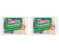 SPONTEX - Gratte-Eponge Stop-Bactéries - 4 éponges grattantes Vertes avec Traitement Anti-bactérien (Lot de 2)