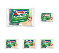 SPONTEX - Gratte-Eponge Stop-Bactéries - 4 éponges grattantes Vertes avec Traitement Anti-bactérien (Lot de 5)