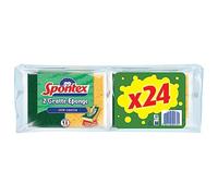 SPONTEX - Gratte-Eponge Stop-Graisse - 12 pack de 2 éponges grattantes vertes protection anti-graisse - 24 éponges