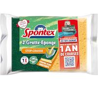 Spontex - Gratte-Eponge Stop-Graisse - 2 éponges grattantes vertes protection anti-graisse