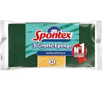 SPONTEX - Gratte-Eponge Super Efficace - 3 éponges grattantes vertes