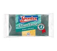 SPONTEX - Gratte-Eponge Super Efficace - 3 éponges grattantes vertes