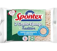Spontex Gratte-éponge Tradition - végétales, super absorbantes - Lot de 2