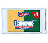 SPONTEX - L'éponge verte Stop-Graisse - 4 éponges grattantes vertes protection anti-graisse - Economique