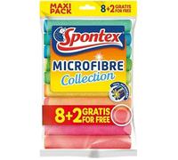 Spontex Lingettes Multi-usages en Microfibre 8+2 gratuites, 1 Paquet - Chiffons en Microfibre colorés