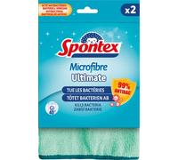 Spontex Lot de 12 Chiffons en Microfibre Ultimate Qui tuent 99 % de bactéries - Propreté Ultime pour Une fraîcheur Plus Longue dans Le Chiffon et Une Maison hygiénique