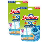 Spontex - Lot de 2 Recharges Express System+ XL - Serpillière Microfibre XL pour Kit Balai Plat - Bleu
