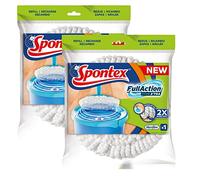 SPONTEX - Lot de 2 Recharges Full Action System X'tra - Recharge à franges microfibre pour kit balai Full Action System X'tra - Lavable et réutilisable - 2 recharges
