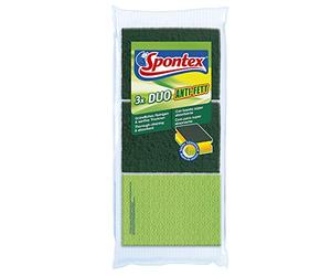 Spontex Lot de 4 x 3 éponges Anti-Graisse Duo avec 1 côté pour récurer et 1 côté Sec