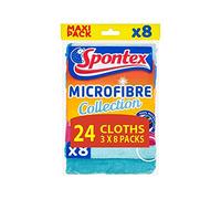 Spontex Lot de 8 chiffons multi-usages en microfibre 3 couleurs