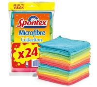 Spontex Microfibre Collection | Chiffons de Nettoyage Multi-Usages, Lavables à 40 °C, Cuisine et Salle de Bain | 30 x 30 cm, Lot de 24