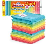 Spontex Chiffons de nettoyage microfibre | 16 chiffons de nettoyage collection microfibre | Chiffons à poussière et de cuisine | 30 x 30 cm | Couleurs assorties | 16 unités