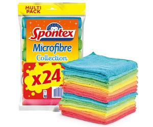 Spontex Microfibre Collection | Chiffons de Nettoyage Multi-Usages, Lavables à 40 °C, Cuisine et Salle de Bain | 30 x 30 cm, Lot de 24