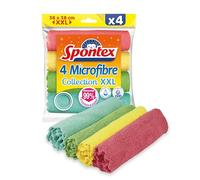SPONTEX - Microfibre Collection XXL - 4 Microfibres XXL - Multi-Usages - 38 x 36cm - Efficace juste avec de l'eau - Elimine 99% des bactéries
