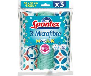 Spontex Microfibres Mosaik | Pour la Cuisine et la Salle de Bain, Lavables à 60 °C | 30 x 40 cm, Lot de 3