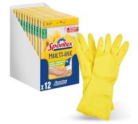Spontex Multi Use, 12 paires de gants de ménage avec protection fraîcheur et latex naturel FSC, intérieur avec flocage en coton, taille L (12 x 1 paire)